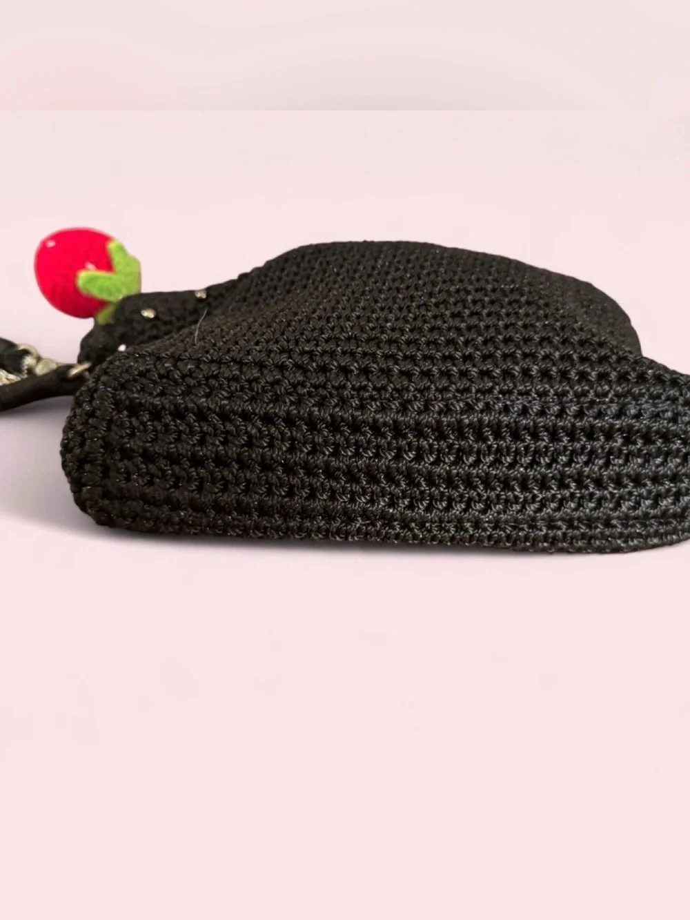 The Sak Black Crochet Wristlet with Silver Studs